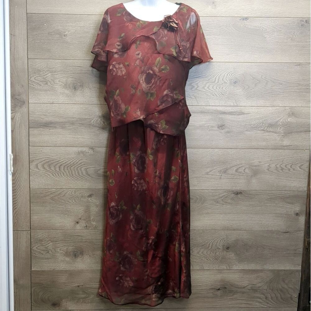R&M Richards Floral 2 Piece Maxi Skirt And Blouse Women's Size 8